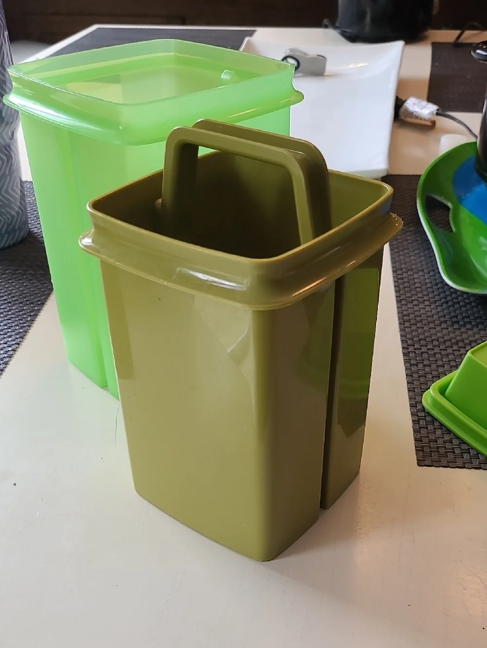 Tupperware Purple and Green Plastic Food Storage Set